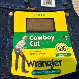 Wrangler New Men's Slim Fit Cowboy Cut Jeans Denim Raw Cotton - Blue 36 x 33